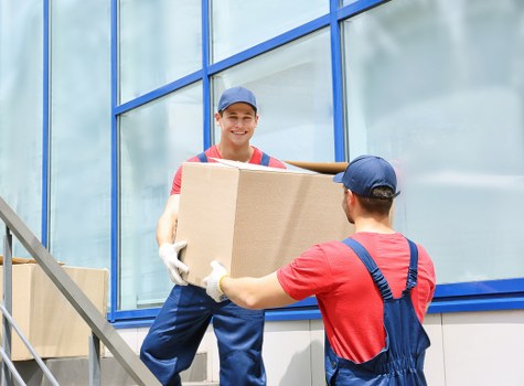 Professional Man with Van transporting office equipment