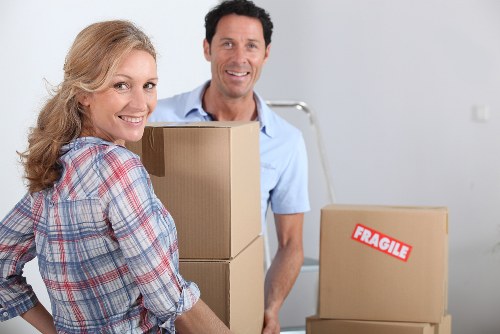 Team packing items for a move